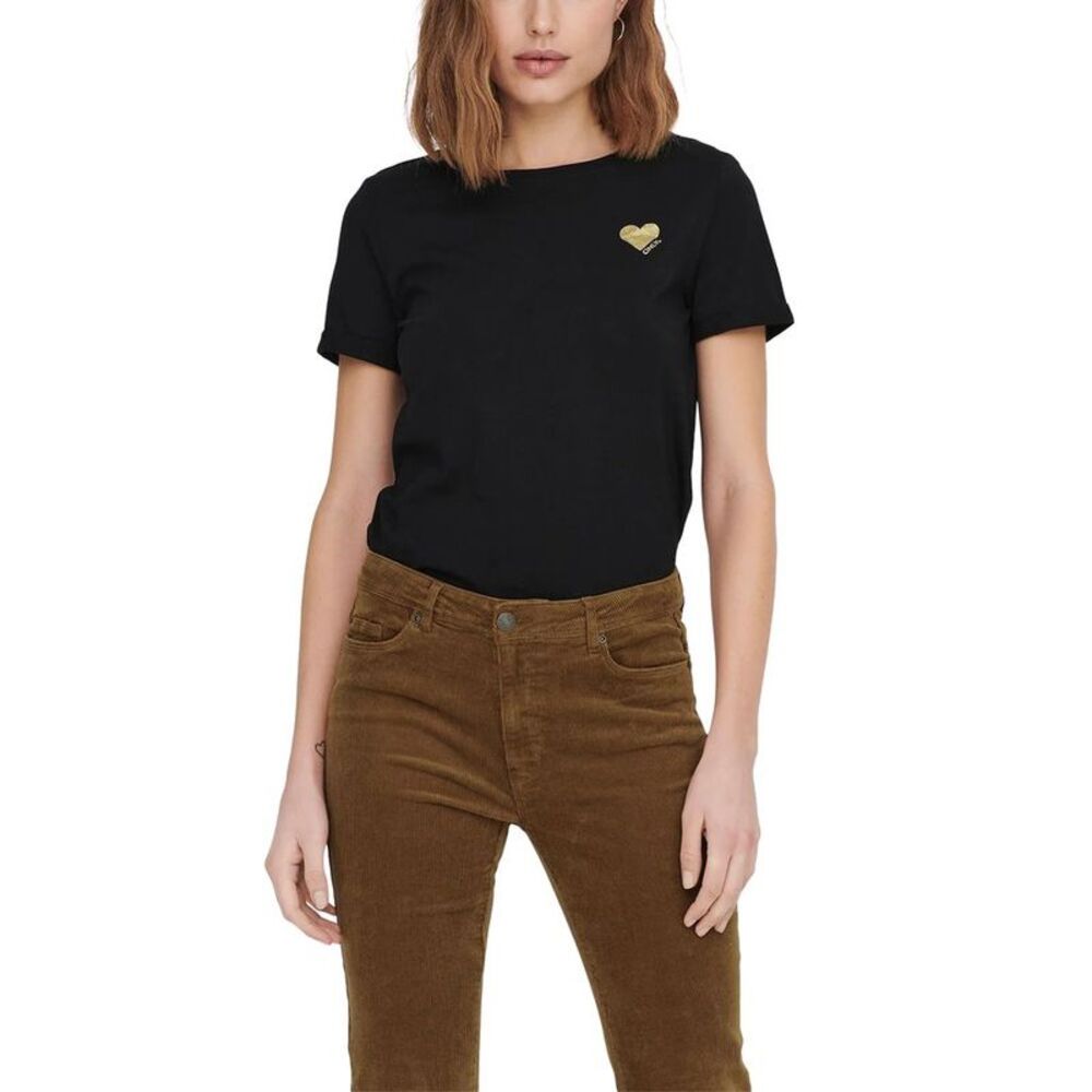 Only Black Cotton Women's T-Shirt